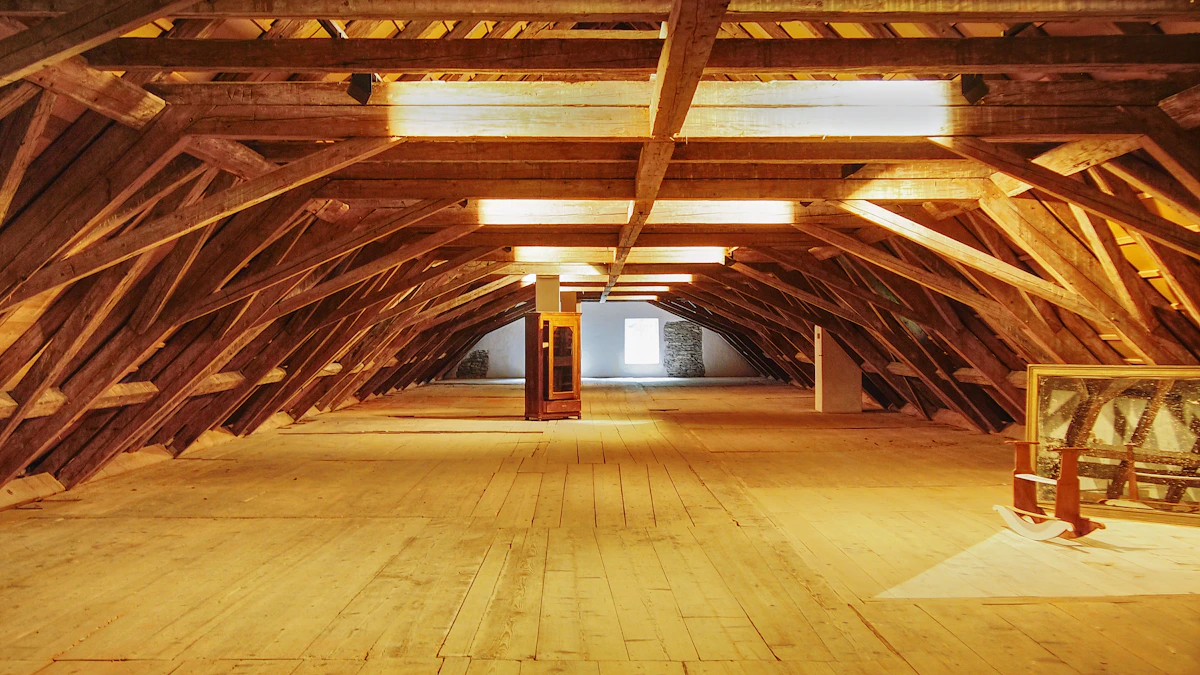 Organisation d’un chantier sous charpente Volume dégagé de combles avec charpente traditionnelle
